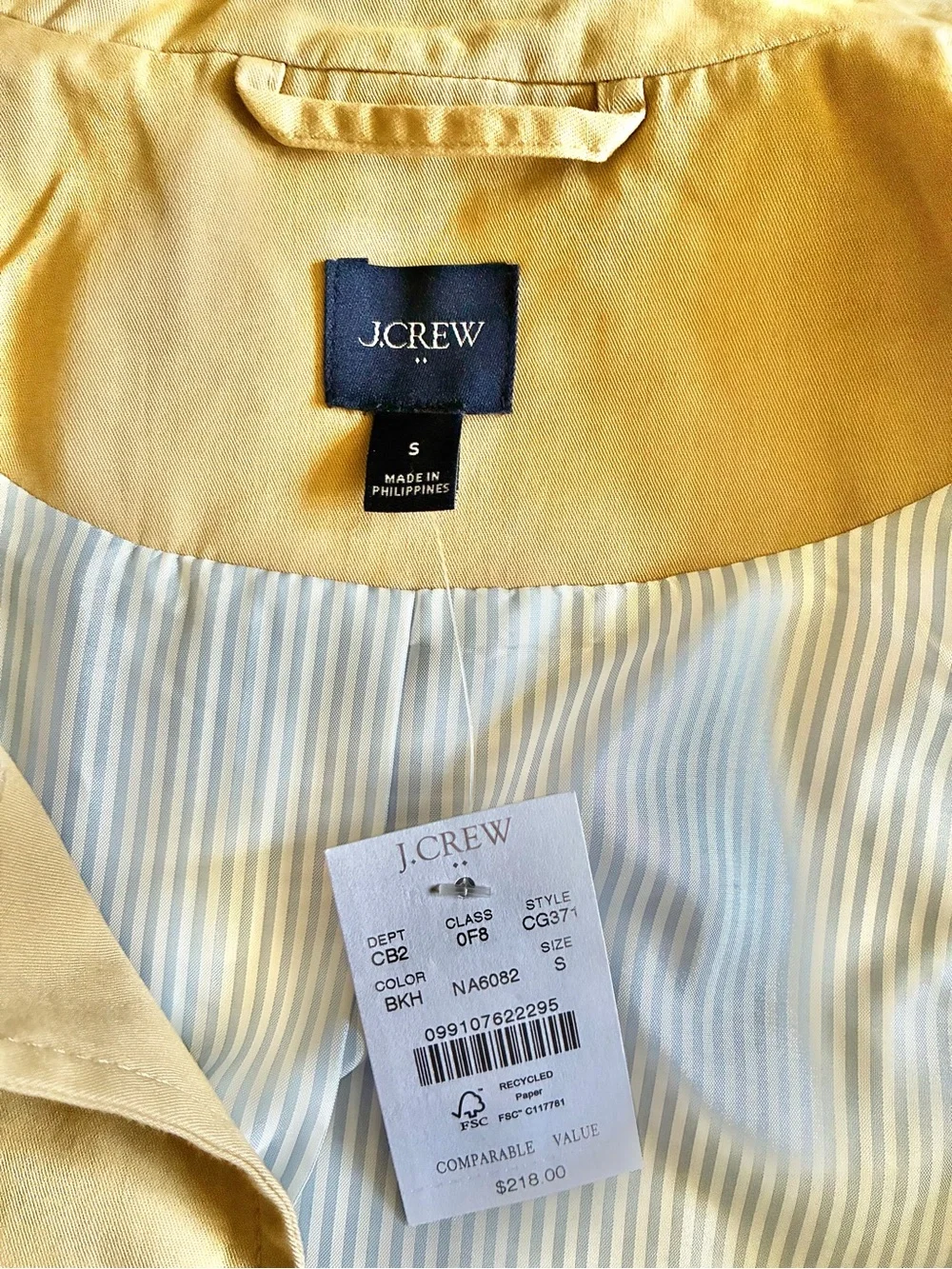 J. Crew Factory. Women's Khaki Button-Front Trench Jacket.S.NWT.